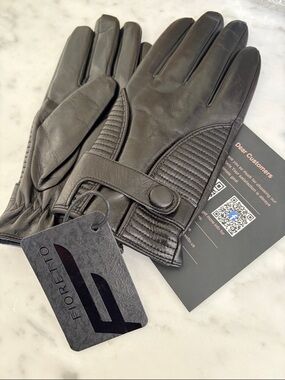 Fioretto Sheepskin Leather Driving Gloves with Cashmere-wool Blend Lining
